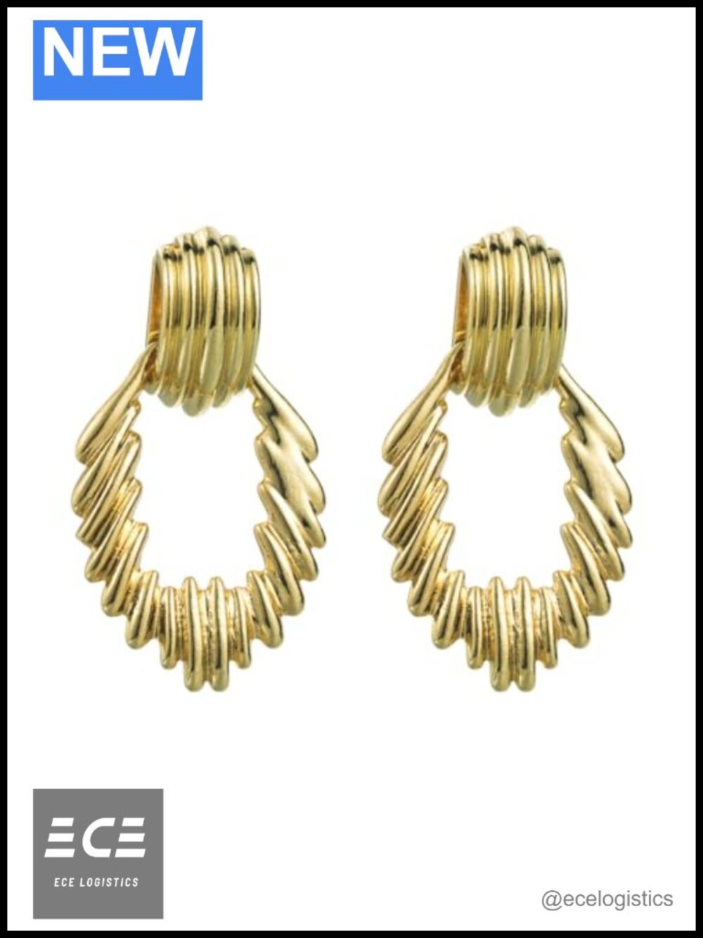 Gold Plated Chunky Heart Drop Dangle Earrings